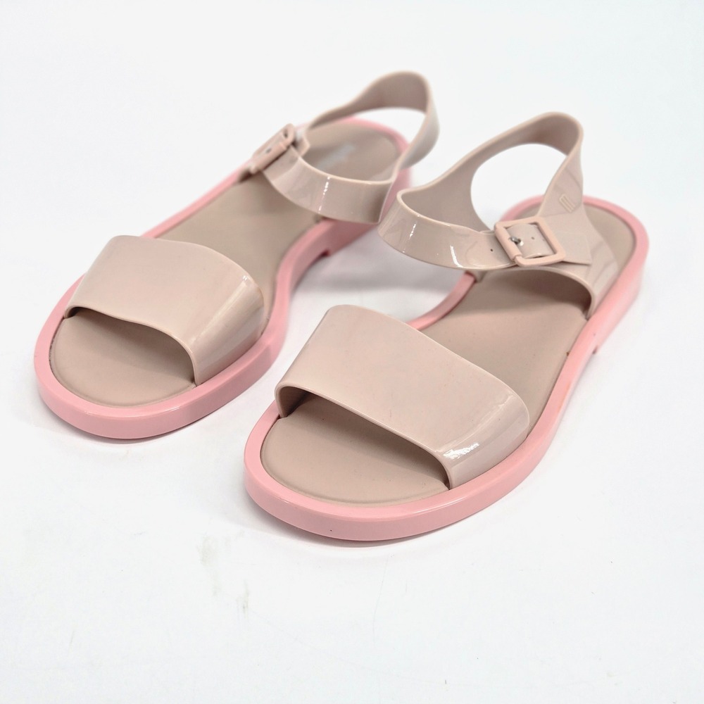 Melissa Mar Sandal Jelly Platform Flat Pink Beige Vegan Strappy Summer W10 HTF